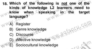 Konuşma Ve Yazma Öğretimi Dersi 2013 - 2014 Yılı (Vize) Ara Sınavı 18. Soru