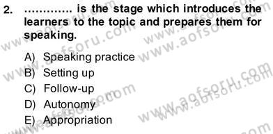 Konuşma Ve Yazma Öğretimi Dersi 2013 - 2014 Yılı (Vize) Ara Sınavı 2. Soru