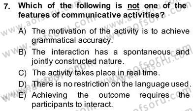 Konuşma Ve Yazma Öğretimi Dersi 2013 - 2014 Yılı (Vize) Ara Sınavı 7. Soru