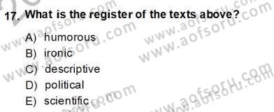 Konuşma Ve Yazma Öğretimi Dersi 2013 - 2014 Yılı (Final) Dönem Sonu Sınav Soruları 17. Soru