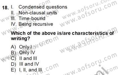 Konuşma Ve Yazma Öğretimi Dersi 2013 - 2014 Yılı (Final) Dönem Sonu Sınav Soruları 18. Soru