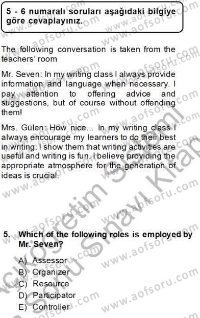 Konuşma Ve Yazma Öğretimi Dersi 2013 - 2014 Yılı (Final) Dönem Sonu Sınav Soruları 5. Soru
