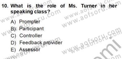 Konuşma Ve Yazma Öğretimi Dersi 2014 - 2015 Yılı (Vize) Ara Sınavı 10. Soru