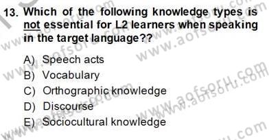 Konuşma Ve Yazma Öğretimi Dersi 2014 - 2015 Yılı (Vize) Ara Sınavı 13. Soru