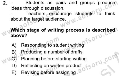 Konuşma Ve Yazma Öğretimi Dersi 2015 - 2016 Yılı (Final) Dönem Sonu Sınavı 2. Soru