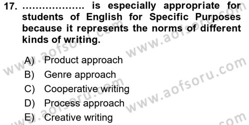Konuşma Ve Yazma Öğretimi Dersi 2016 - 2017 Yılı (Final) Dönem Sonu Sınavı 17. Soru