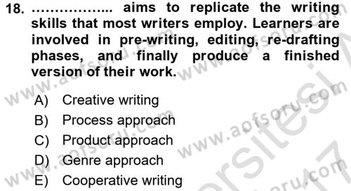 Konuşma Ve Yazma Öğretimi Dersi 2016 - 2017 Yılı (Final) Dönem Sonu Sınavı 18. Soru