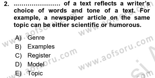 Konuşma Ve Yazma Öğretimi Dersi 2016 - 2017 Yılı (Final) Dönem Sonu Sınavı 2. Soru