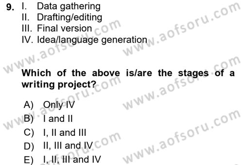 Konuşma Ve Yazma Öğretimi Dersi 2016 - 2017 Yılı (Final) Dönem Sonu Sınavı 9. Soru