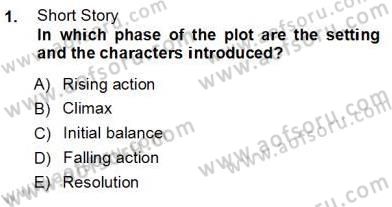 İngiliz/Amerikan Edebiyatı 1 Dersi Ara Sınavı Deneme Sınav Soruları 1. Soru