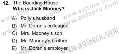 İngiliz/Amerikan Edebiyatı 1 Dersi Ara Sınavı Deneme Sınav Soruları 12. Soru