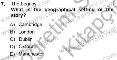 İngiliz/Amerikan Edebiyatı 1 Dersi Ara Sınavı Deneme Sınav Soruları 7. Soru