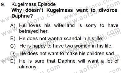 İngiliz/Amerikan Edebiyatı 1 Dersi Ara Sınavı Deneme Sınav Soruları 9. Soru