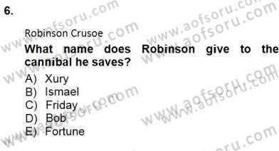 İngiliz/Amerikan Edebiyatı 1 Dersi 2012 - 2013 Yılı (Final) Dönem Sonu Sınav Soruları 6. Soru