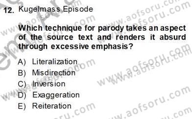 İngiliz/Amerikan Edebiyatı 1 Dersi 2013 - 2014 Yılı (Vize) Ara Sınavı 12. Soru