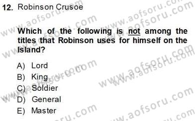 İngiliz/Amerikan Edebiyatı 1 Dersi 2013 - 2014 Yılı (Final) Dönem Sonu Sınav Soruları 12. Soru