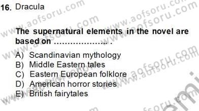 İngiliz/Amerikan Edebiyatı 1 Dersi 2013 - 2014 Yılı (Final) Dönem Sonu Sınav Soruları 16. Soru
