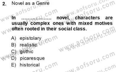 İngiliz/Amerikan Edebiyatı 1 Dersi 2013 - 2014 Yılı (Final) Dönem Sonu Sınav Soruları 2. Soru