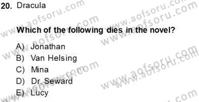 İngiliz/Amerikan Edebiyatı 1 Dersi 2013 - 2014 Yılı (Final) Dönem Sonu Sınav Soruları 20. Soru
