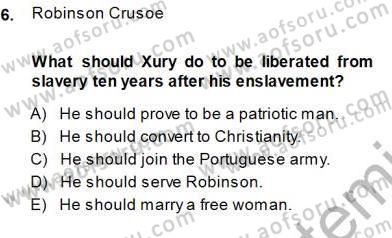 İngiliz/Amerikan Edebiyatı 1 Dersi 2013 - 2014 Yılı (Final) Dönem Sonu Sınav Soruları 6. Soru