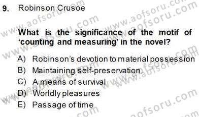 İngiliz/Amerikan Edebiyatı 1 Dersi 2013 - 2014 Yılı (Final) Dönem Sonu Sınav Soruları 9. Soru