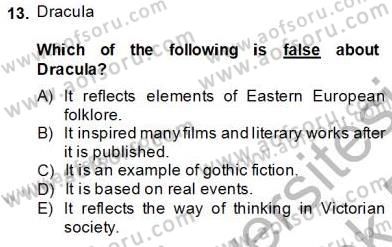 İngiliz/Amerikan Edebiyatı 1 Dersi 2013 - 2014 Yılı Tek Ders Sınav Soruları 13. Soru
