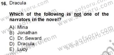 İngiliz/Amerikan Edebiyatı 1 Dersi 2013 - 2014 Yılı Tek Ders Sınav Soruları 16. Soru