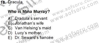 İngiliz/Amerikan Edebiyatı 1 Dersi 2013 - 2014 Yılı Tek Ders Sınav Soruları 18. Soru