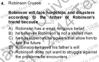 İngiliz/Amerikan Edebiyatı 1 Dersi 2013 - 2014 Yılı Tek Ders Sınav Soruları 4. Soru