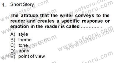 İngiliz/Amerikan Edebiyatı 1 Dersi 2014 - 2015 Yılı (Vize) Ara Sınavı 1. Soru