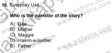 İngiliz/Amerikan Edebiyatı 1 Dersi 2014 - 2015 Yılı (Vize) Ara Sınavı 18. Soru