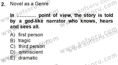 İngiliz/Amerikan Edebiyatı 1 Dersi 2014 - 2015 Yılı (Final) Dönem Sonu Sınav Soruları 2. Soru