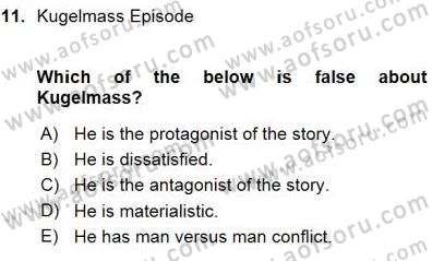 İngiliz/Amerikan Edebiyatı 1 Dersi Ara Sınavı Deneme Sınav Soruları 11. Soru