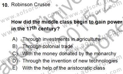 İngiliz/Amerikan Edebiyatı 1 Dersi 2015 - 2016 Yılı (Final) Dönem Sonu Sınav Soruları 10. Soru
