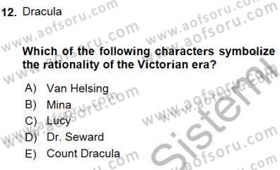 İngiliz/Amerikan Edebiyatı 1 Dersi 2015 - 2016 Yılı (Final) Dönem Sonu Sınav Soruları 12. Soru
