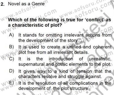İngiliz/Amerikan Edebiyatı 1 Dersi 2015 - 2016 Yılı (Final) Dönem Sonu Sınavı 2. Soru