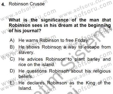 İngiliz/Amerikan Edebiyatı 1 Dersi 2015 - 2016 Yılı (Final) Dönem Sonu Sınav Soruları 4. Soru