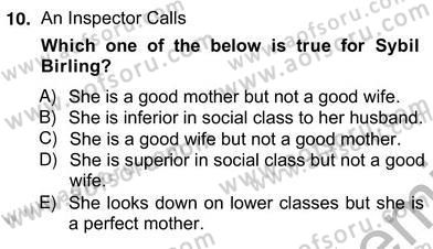 İngiliz/Amerikan Edebiyatı 2 Dersi 2012 - 2013 Yılı (Vize) Ara Sınav Soruları 10. Soru