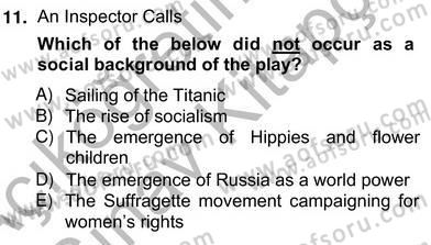 İngiliz/Amerikan Edebiyatı 2 Dersi 2012 - 2013 Yılı (Vize) Ara Sınav Soruları 11. Soru