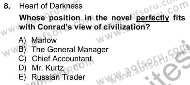 İngiliz/Amerikan Edebiyatı 2 Dersi 2012 - 2013 Yılı (Vize) Ara Sınav Soruları 8. Soru
