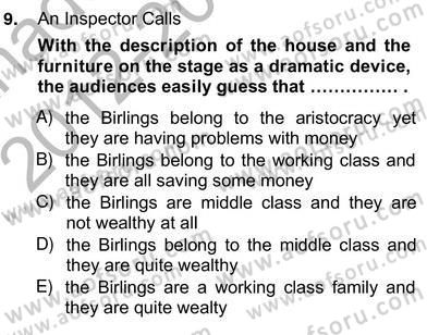İngiliz/Amerikan Edebiyatı 2 Dersi 2012 - 2013 Yılı (Vize) Ara Sınav Soruları 9. Soru