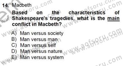 İngiliz/Amerikan Edebiyatı 2 Dersi 2012 - 2013 Yılı (Final) Dönem Sonu Sınav Soruları 14. Soru