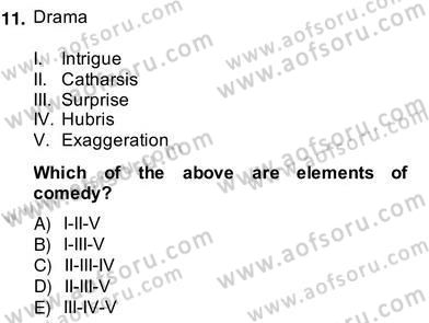 İngiliz/Amerikan Edebiyatı 2 Dersi 2013 - 2014 Yılı (Vize) Ara Sınav Soruları 11. Soru
