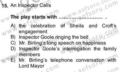 İngiliz/Amerikan Edebiyatı 2 Dersi 2013 - 2014 Yılı (Vize) Ara Sınav Soruları 15. Soru