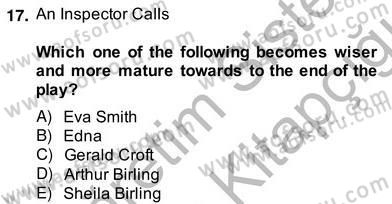 İngiliz/Amerikan Edebiyatı 2 Dersi 2013 - 2014 Yılı (Vize) Ara Sınav Soruları 17. Soru