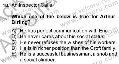 İngiliz/Amerikan Edebiyatı 2 Dersi 2013 - 2014 Yılı (Vize) Ara Sınav Soruları 18. Soru