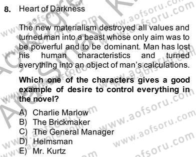 İngiliz/Amerikan Edebiyatı 2 Dersi 2013 - 2014 Yılı (Vize) Ara Sınav Soruları 8. Soru