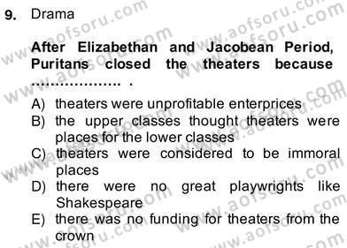 İngiliz/Amerikan Edebiyatı 2 Dersi 2013 - 2014 Yılı (Vize) Ara Sınav Soruları 9. Soru