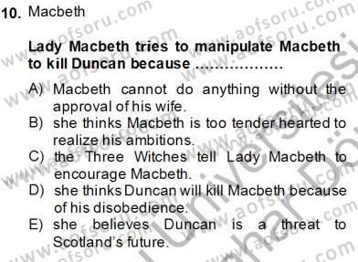 İngiliz/Amerikan Edebiyatı 2 Dersi 2013 - 2014 Yılı (Final) Dönem Sonu Sınav Soruları 10. Soru