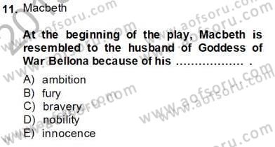 İngiliz/Amerikan Edebiyatı 2 Dersi 2013 - 2014 Yılı (Final) Dönem Sonu Sınav Soruları 11. Soru